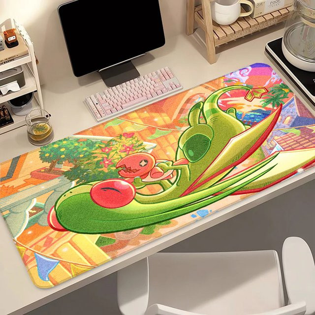 Bandai Gaming-Mauspad Flygon Pokemon in Multicolour mit rutschfester Schreibtischunterlage und genähten Kanten - Bild 1