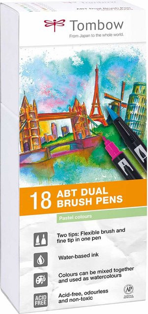 Tombow ABT Dual Brush Pen Set in Pastellfarben, 18er Set, Mehrfarbig - Bild 1