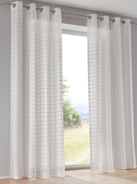Dekostore Heine Home semi-transparentes Stoffpanel mit Grafikdesign in Weiß, 100% Polyester - Bild 1