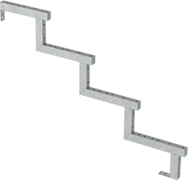 Plus A/S Treppenwange 4-Stufen aus Stahl, Feuerverzinkt, Farbe: Silber, B/T/H: 103 x 28 x 68 cm - Bild 1