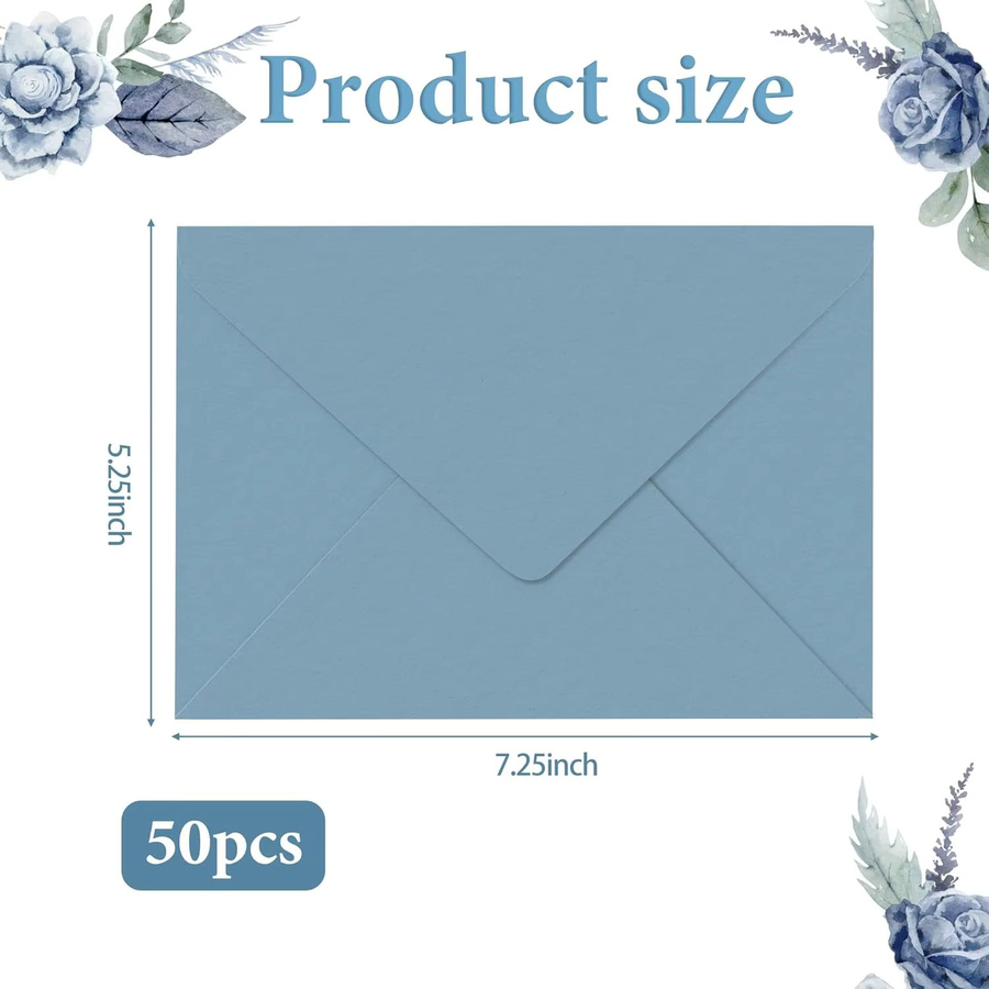 50er Set Einladungsumschläge mit V-Flappe in Staubblau, 12,7 x 12,7 cm, 150 g/m2 Papier - Bild 2