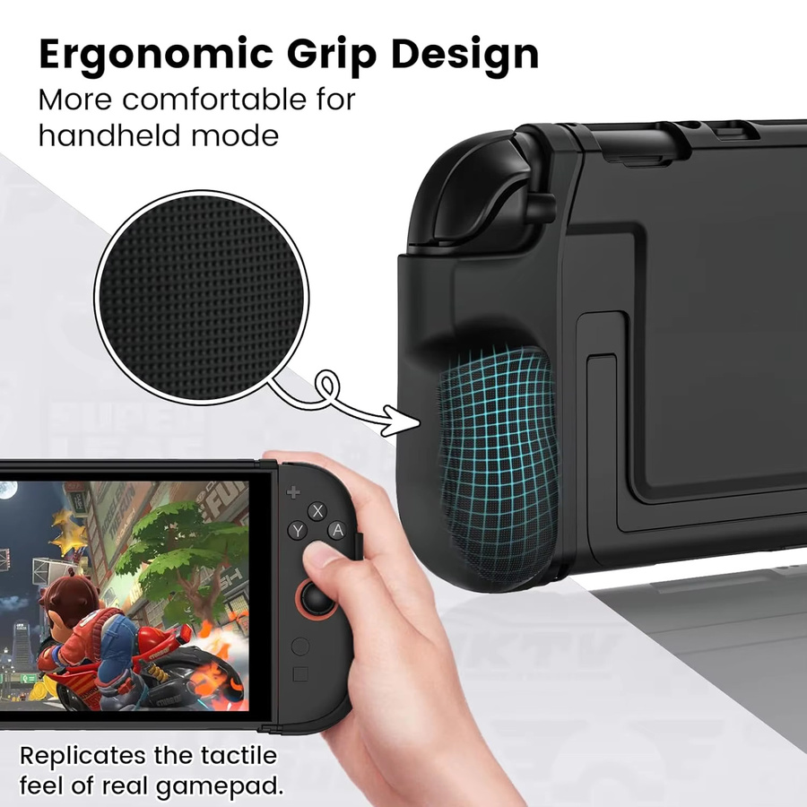 Konouyouko TPU-Schutzhülle für Switch 2 in Schwarz mit rutschfestem Griff und Griffabdeckung - Bild 2