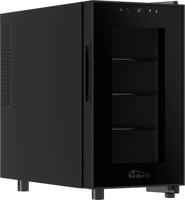 Tronitechnik Weinkühlschrank Marseille Minibar in Schwarz mit Glastür und LED-Innenbeleuchtung, 23 Liter Kapazität für 8 Flaschen - Bild 2