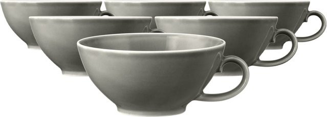 Seltmann Weiden Teetassen Beat Color Glaze aus Porzellan, Grau, 6er Set, 140 ml pro Tasse - Bild 1