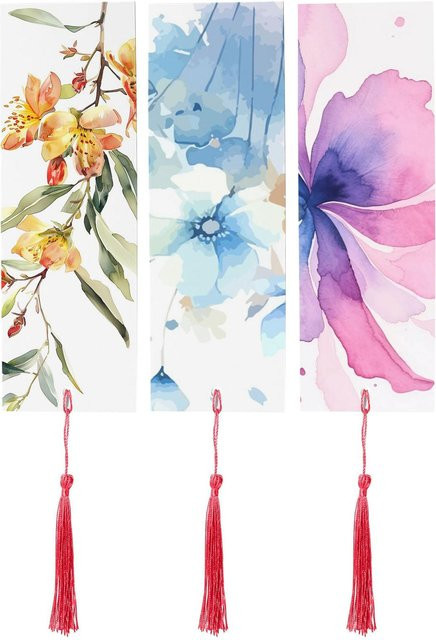 50 Stück Koogeelife Aquarellpapier Lesezeichen mit Quasten in Pink, Weiß und Multicolour zum Bemalen - Bild 1