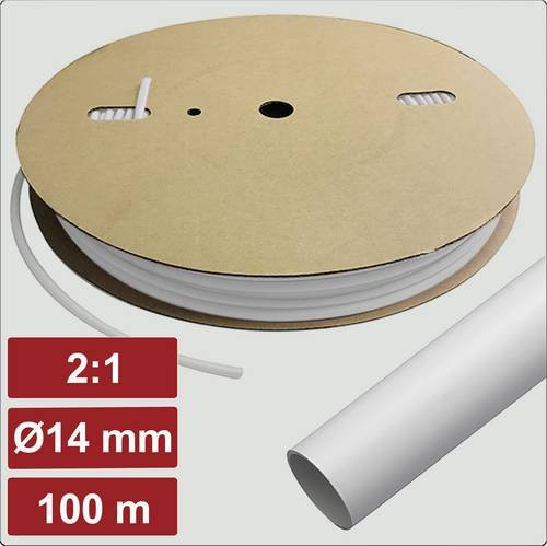 Electronic Garage Schrumpfschlauch ohne Kleber Weiß 14mm x 7mm Schrumpfrate 2:1 100m - Bild 1