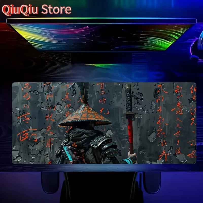 Potdemiel XXL Gaming Mauspad mit Samurai-Krieger-Design, rutschfest, B/B: 90 x 40 cm, Multicolour - Bild 4