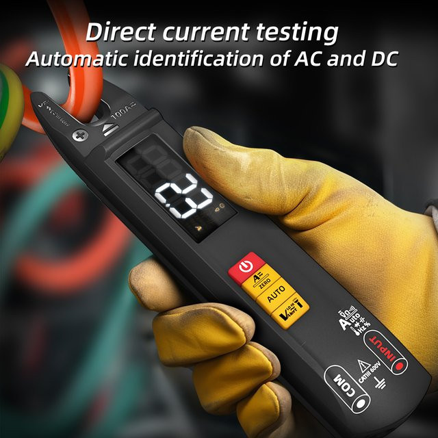 BSIDE U1 U0 Digitales Zangenmultimeter in Schwarz, wiederaufladbarer elektronischer Tester mit Display für 6000 Auto-Strom- und Spannungsmessungen, berührungslose Messung, Hz und Temperatur - Bild 1