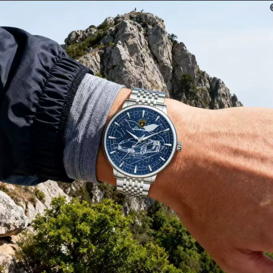 Lamborghini Armbanduhr, Quarz, Edelstahl, Blau, Unisex - Bild 2