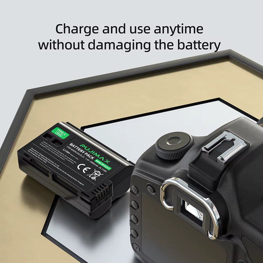 PUJIMAX EN-EL15C Akku mit USB-C Anschluss, 2800mAh, Schwarz, für Nikon Z5, Z6, Z6 II, Z7, Z7II, D7000, D7100, D7200, D850, D750, D7500, D810 - Bild 6