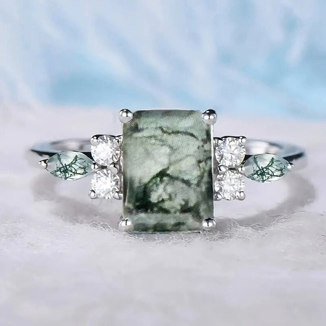Huitan Vintage Ring, Silber, Zirkonia, Damen, grün - Bild 1