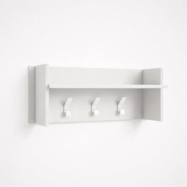 The White Stone Wandgarderobe Weiß mit Ablage und 3 Haken für Flur und Wohnraum - Bild 1