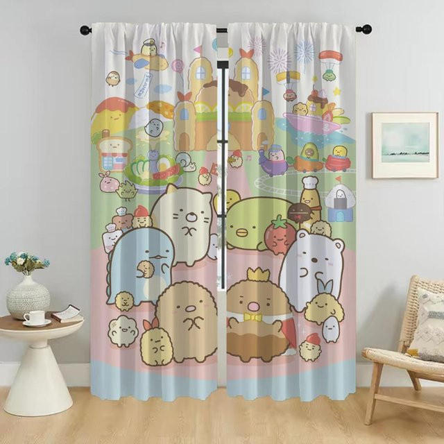 Sumikko Gurashi Verdunkelungsvorhänge Set aus 2 Paneelen, Mehrfarbig, Breite: 50 cm, Höhe: 70 cm - Bild 1