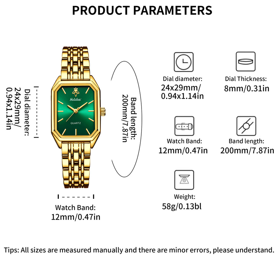 YaLaLuSi Armbanduhr, Quarz, Edelstahl, Gold, Schwarz, Damen - Bild 3
