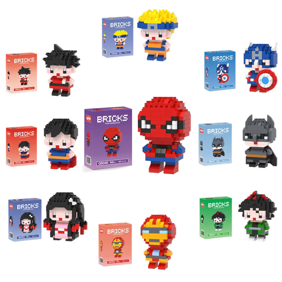 Bandai Marvel Spider-Man, Iron Man, Captain America & Batman Q-Version Mini-Partikel-Bausteine, ab 14 Jahren - Bild 2