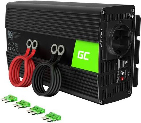 Green Cell Wechselrichter INV08 1000W 12V - 230V in Schwarz mit USB-A Anschluss - Bild 1