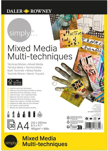 Daler Rowney Mixed Media Papier in Weiß, Format A4 (Breite: 21,0 cm, Höhe: 29,7 cm) - Bild 1
