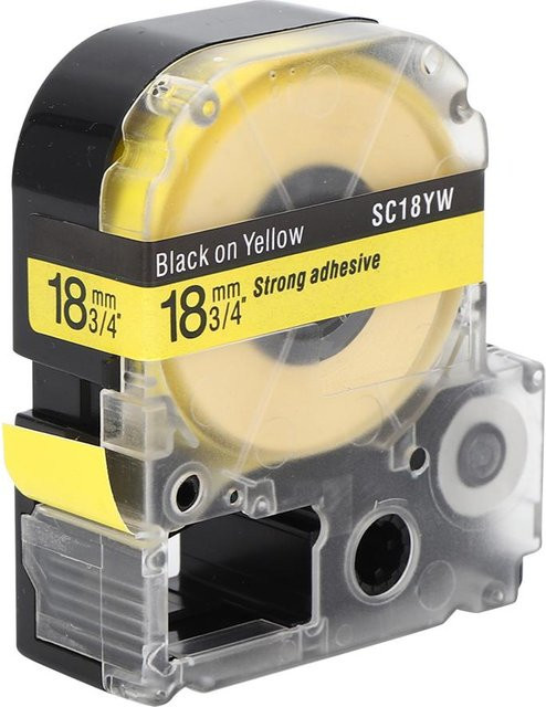 King Jim Etikettenband PET in Gelb passend für King Jim SR230C und Epson LW Serie Etikettendrucker, Breite: 18 mm - Bild 1