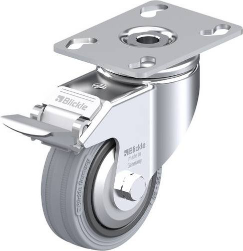 Blickle Lenkrolle LKPA-VPA 80G-FI-FA mit Feststeller, Rad-Durchmesser: 80 mm, Tragfähigkeit: 80 kg, Farbe: Grau/Schwarz/Silber - Bild 1