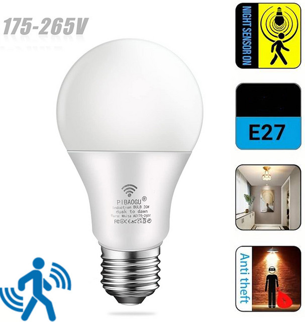 LED Lampe mit PIR Bewegungssensor E27 Cool White für Home und Außenbereich - Bild 1