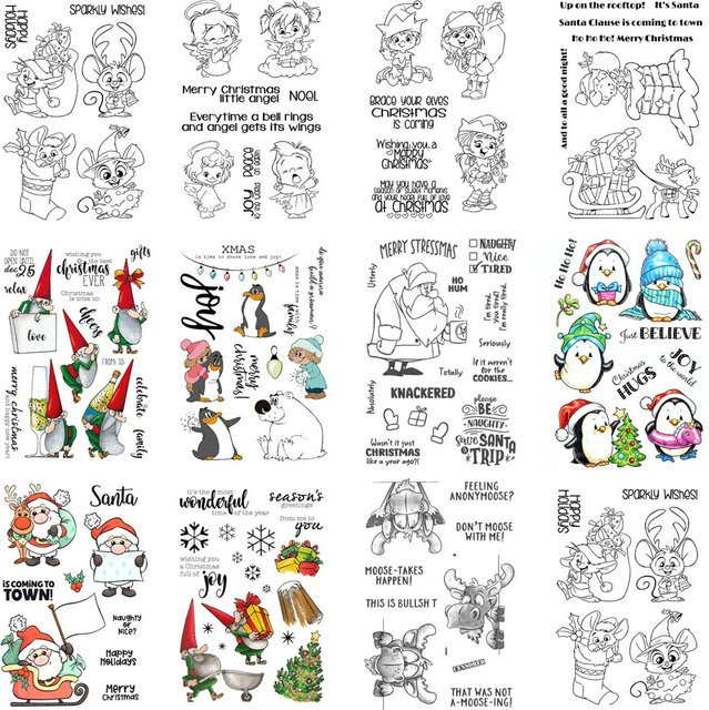 Transparentes Silikonstempel-Set Weihnachtsmann und Rentier für DIY-Scrapbooking - Bild 1