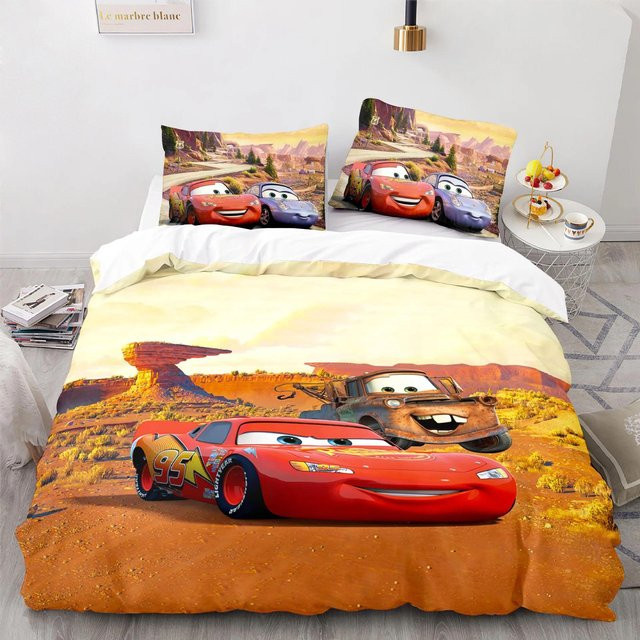 Paslu Kinderbettwäsche-Set Cars Lightning McQueen 3-teilig aus 100% Polyester, Bettbezug B: 260 cm, H: 220 cm - Bild 1