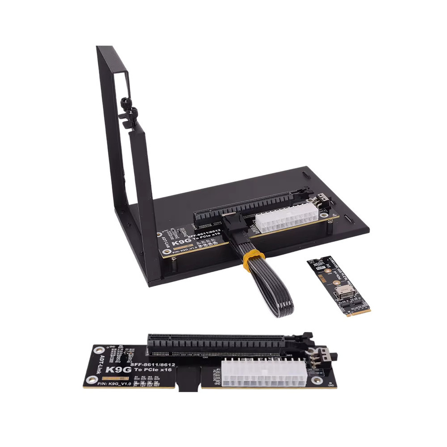 ADT-Link Oculink EGPU PCIe 5.0 X4 Dockingstation für Laptop und Notebook, M.2 NVMe zu PCIe X16 SFF-8611, Schwarz - Bild 2