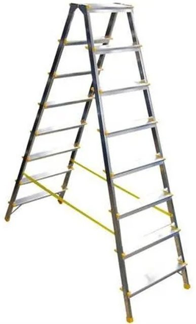 PROREGAL Metal Double Giraffe Doppelseitige Aluminium-Stufenstehleiter mit 8 Stufen, Farbe: Silber/Gelb, Höhe: 178 cm, Tragkraft: 150 kg - Bild 1