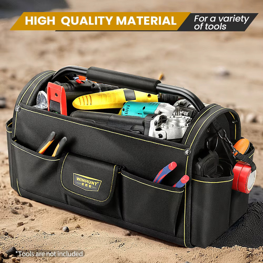 WINHUNT Elektriker-Werkzeugtasche aus strapazierfähigem Segeltuch in Schwarz, multifunktional für Wartung und Tischlerei - Bild 3