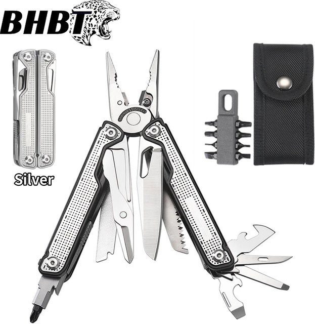 BHBT 25-in-1 Multitool-Zange in Silber und Schwarz mit Taschenschere, Sägen und Bits für Outdoor und Camping - Bild 1