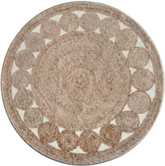 Vercai Rugs Teppich Brady Kreise Beige Rund Geometrisch Boho Stil Durchmesser: 90 cm - Bild 1