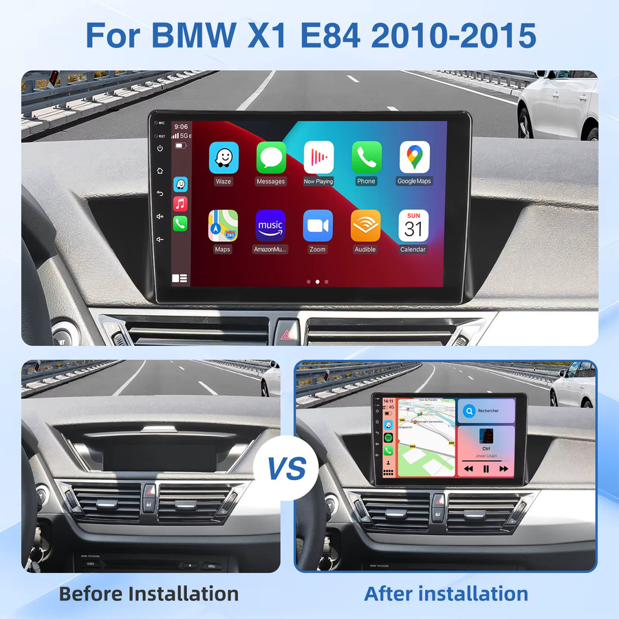 MOPECT Android 15 Autoradio für BMW X1 E84 (2010-2015) mit 10 Zoll Touchscreen, 4+64GB, WIFI, Carplay, GPS, Bluetooth, DAB, DVR und Kamera, Schwarz - Bild 2