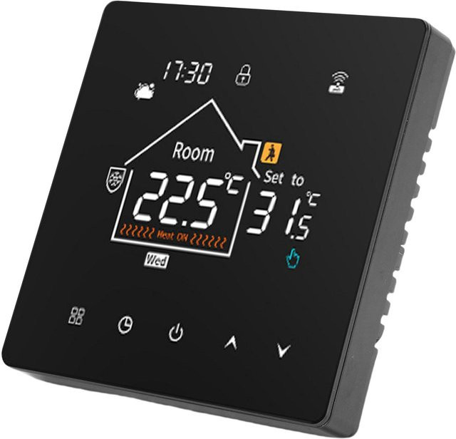 KONNWEI Digitales Thermostat mit 7-Tage-Programmierung, LCD Farb-Touchscreen und Datenspeicherfunktion, Schwarz - Bild 1