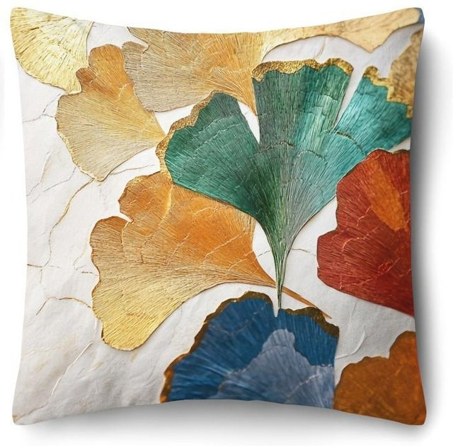 Dekorativer Ginkgoblatt Kissenbezug von JMG Clothing in Multicolour, B/H: 45 x 45 cm - Bild 1