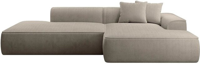 Vente-unique Ecksofa Erynel in Taupe mit Cord-Bezug, Breite: 305 cm - Bild 1