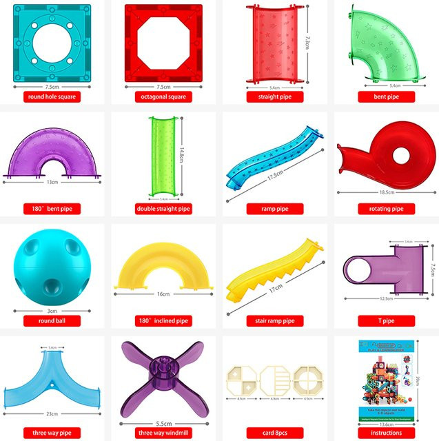 VineDi Magnetische Rohrbausteine, magnetisches Konstruktionsset, 2-teiliges Set - Bild 1
