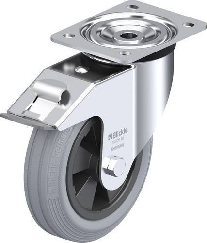 Blickle Lenkrolle L-VPP 180R-FI-SG mit Feststeller, Farbe Silber, Rad-Durchmesser: 18 cm, Tragfähigkeit: 170 kg - Bild 1