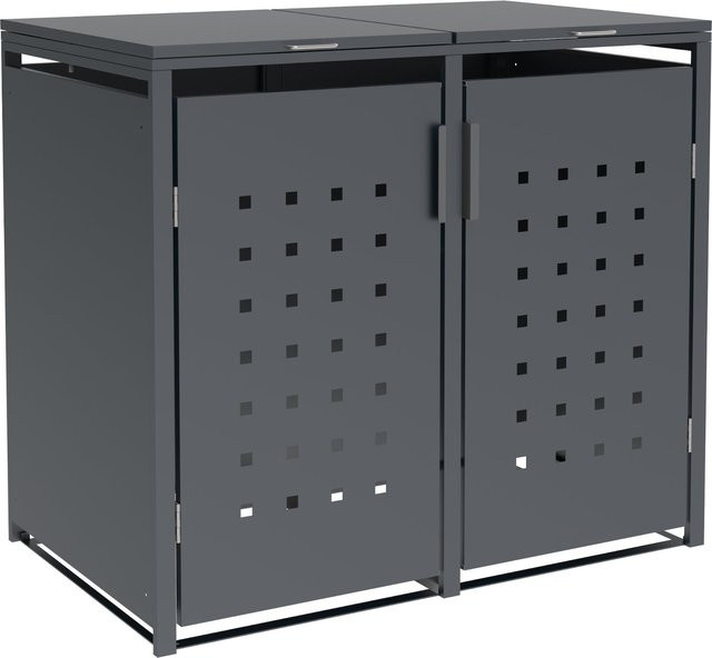DEGAMO Mülltonnenbox TRIER aus Stahl für 2 Tonnen (120 und 240 Liter), Farbe Anthrazit, B/T/H: 132 x 80 x 116 cm - Bild 1