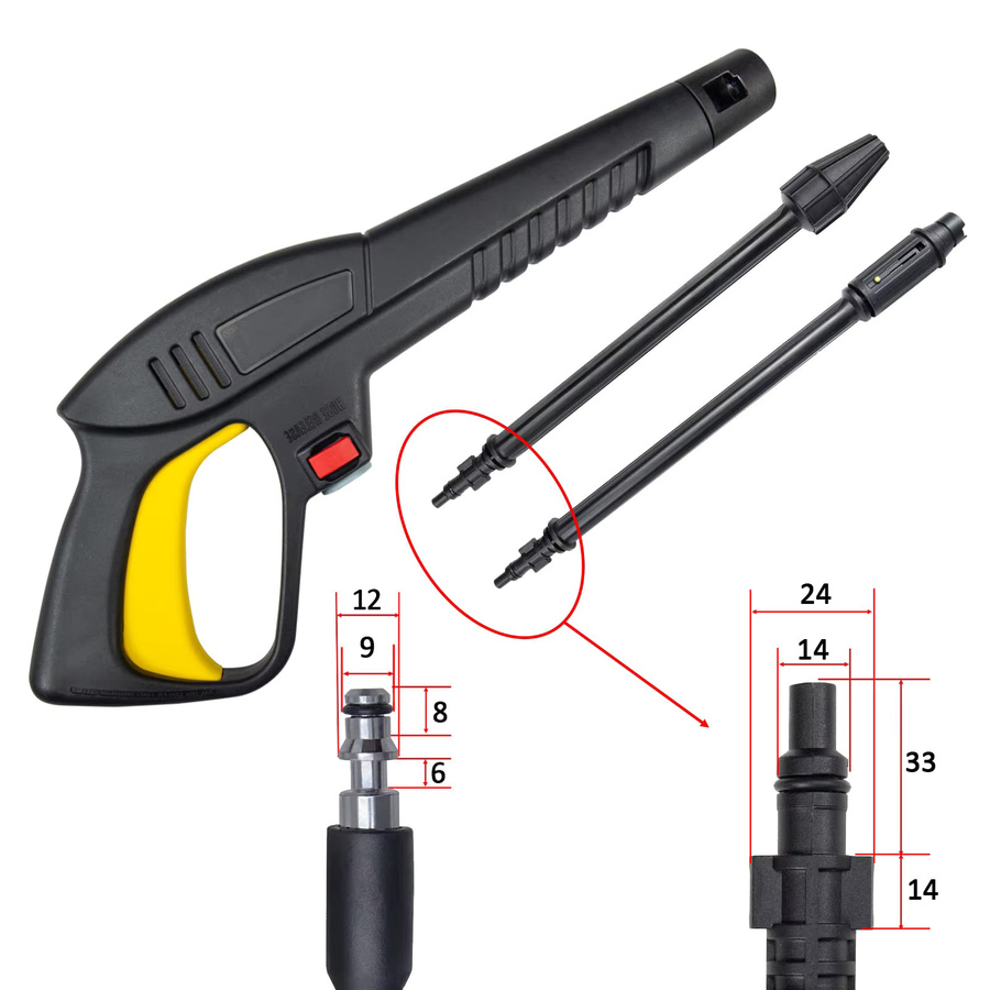 Hochdruckreiniger Pistole mit Lanze und Düse in Schwarz für Lavor, Lavorwash, Bauker, Vax, Craftsman, Generac und Oleo-Mac von BEAR FORCE - Bild 2