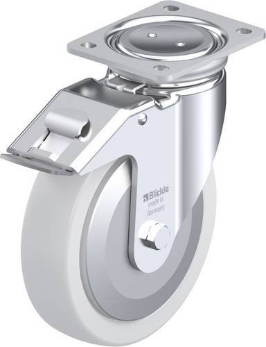 Blickle Lenkrolle LU-SPO 200G-FI-FA mit Feststeller in Silber und Weiß, Rad-Durchmesser: 20 cm, Tragfähigkeit: 1000 kg - Bild 1
