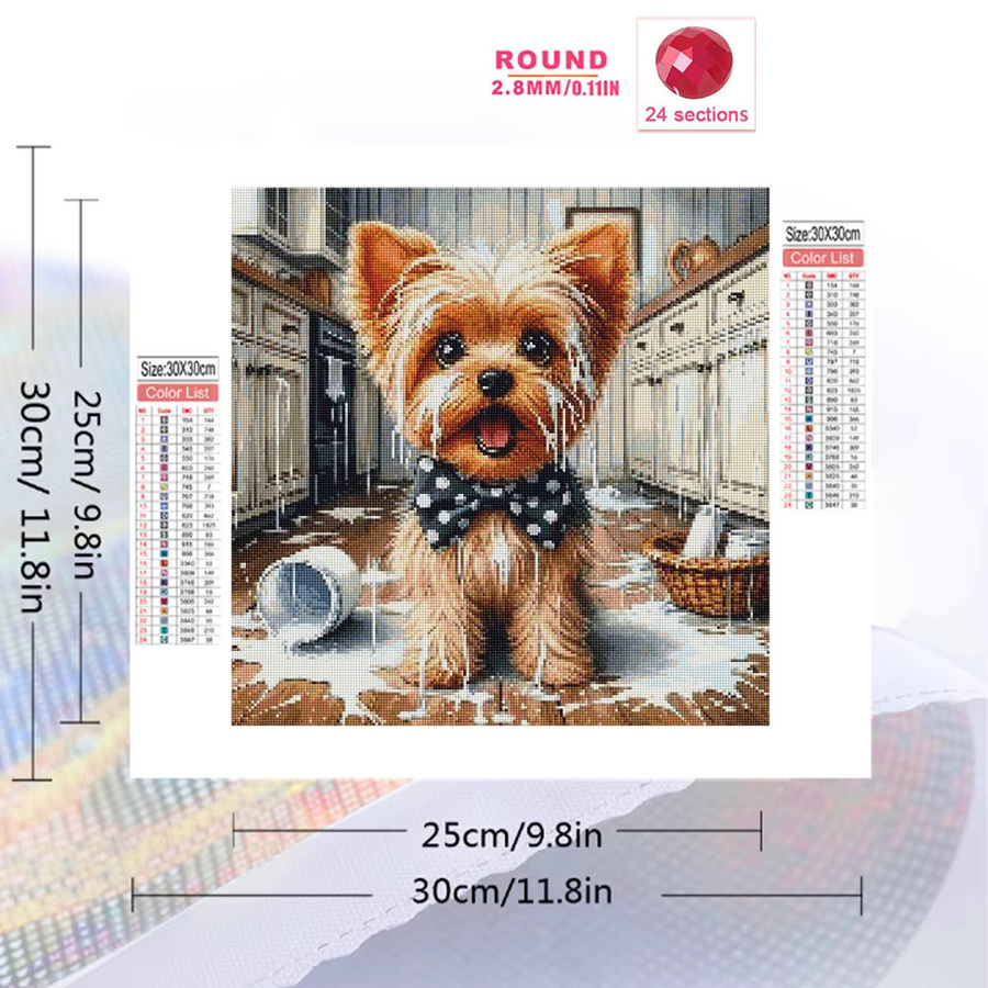 Momoart Diamantmalerei Hund Tier DIY Mosaik Set mit Acrylsteinen in Multicolour, Durchmesser: 20 cm - Bild 2