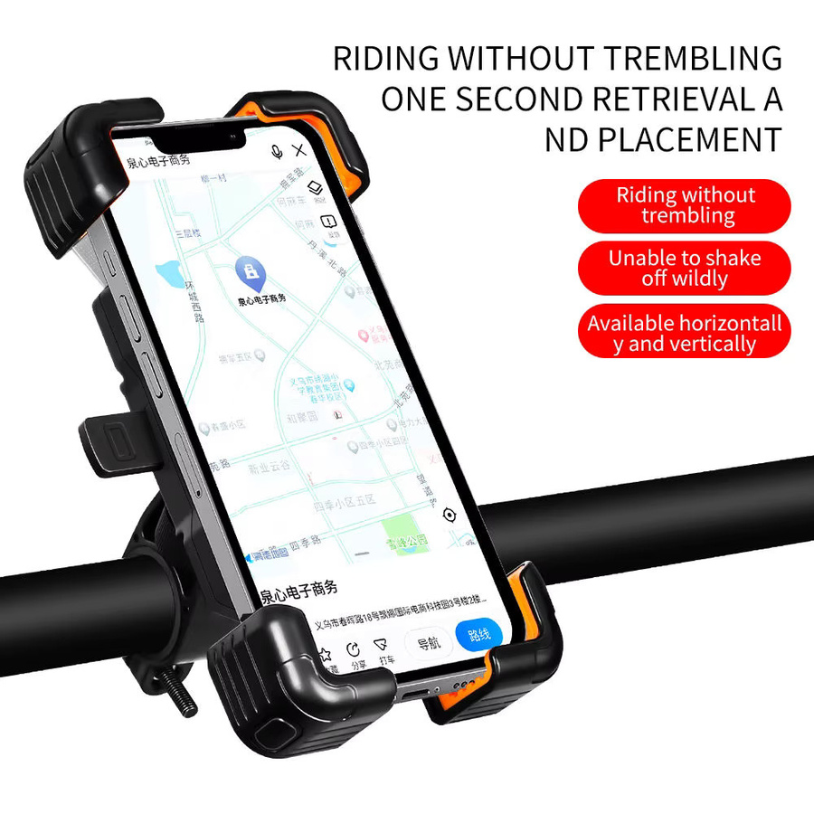 ESLNF Fahrrad-Handyhalter Universal 360 Grad Ansicht Telefonhalterung für 4,5 bis 7,2 Zoll in Schwarz und Orange - Bild 2