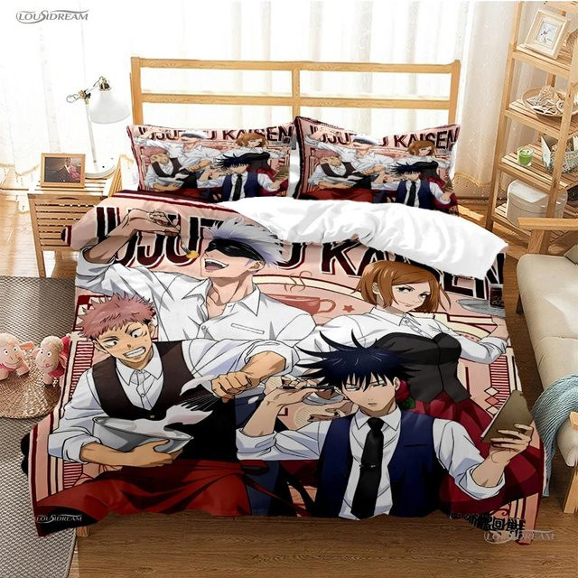 Jujutsu Kaisen Bettwäscheset mit Cartoon Anime Design von Lodestar, weiches Microfaser-Bettwäscheset bestehend aus Bettbezug und Kissenbezug, Mehrfarbig, B/H: 240 x 220 cm - Bild 1