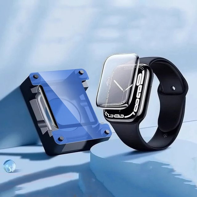 Displayschutzfolie und Positionierungsgerät für Apple Watch Serie 11 bis 2 sowie Ultra und SE (40mm bis 49mm) - Bild 1
