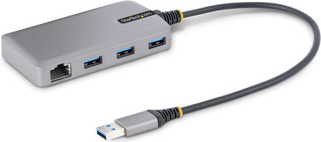 StarTech.com USB 3.0 Hub mit 3x USB-A Ports und Gigabit Ethernet RJ45 in Grau - Bild 1