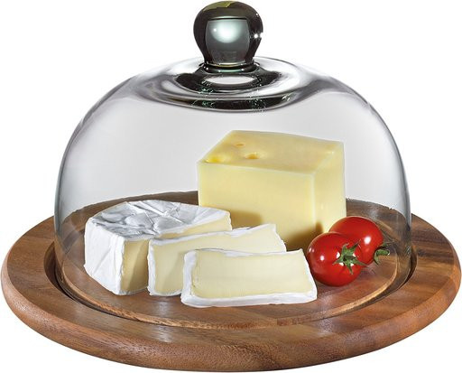 Zassenhaus Runde Käseglocke mit Glasdeckel in Transparent und Braun, Durchmesser: 27 cm, Höhe: 19 cm - Bild 1