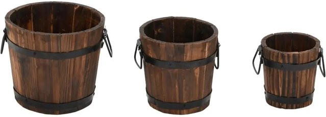 vidaXL 3-teiliges Pflanzeimer-Set aus Tannenholz in Braun - Bild 1