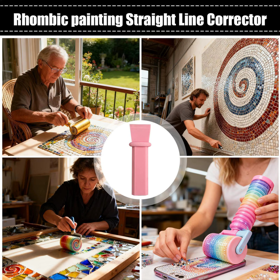 Rutschfestes Ausrichtungswerkzeug für Felsmalerei in Pink aus Kunststoff mit gerader Kante und Halter für Steinkunst und DIY-Dekoration - Bild 5