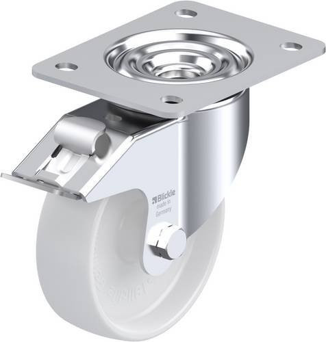 Blickle Lenkrolle LK-PO 125G-3-FI mit Feststeller, Rad-Durchmesser: 12,5 cm, Tragfähigkeit: 300 kg, weiß/galvanisiert - Bild 1