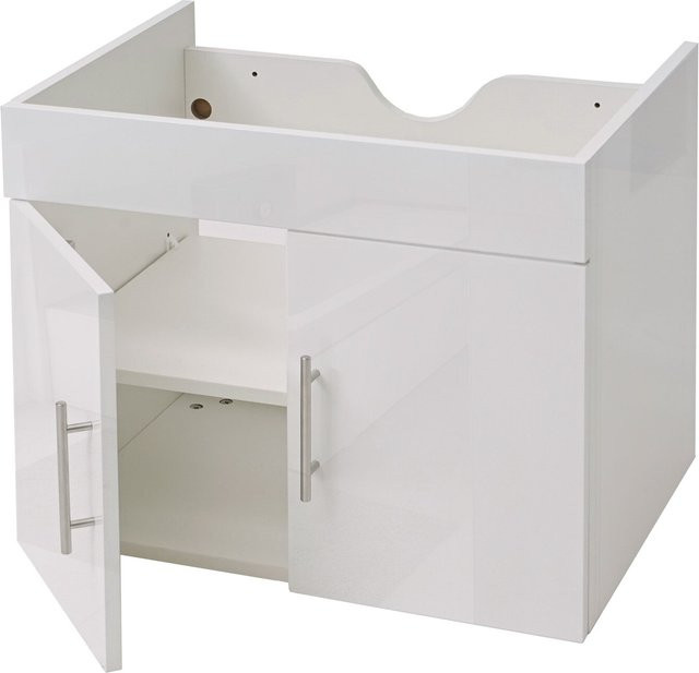 MCW Waschbeckenunterschrank D16 Badmöbel Weiß Hochglanz Breite: 60 cm, Höhe: 46 cm, Tiefe: 48 cm - Bild 1